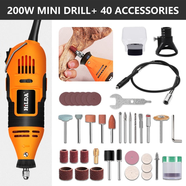 HILDA Electric Drill Dremel Grinder Engraver Pen Grinder Mini Drill Electric Rotary Tool Grinding Machine Dremel Accessories
