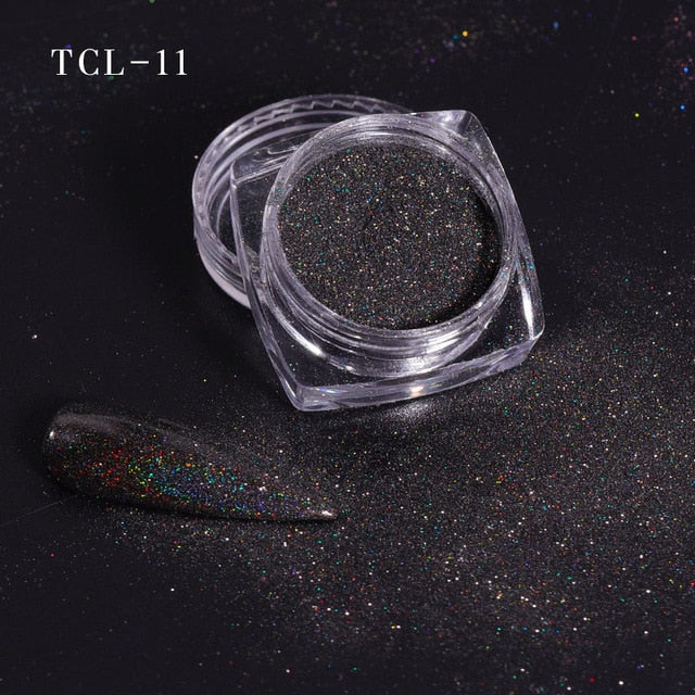 12 color Laser Nail Glitter Holographic Powder Sequins Charms Flake Paillette Sparkly Pigment Dust Nail Art Decoration