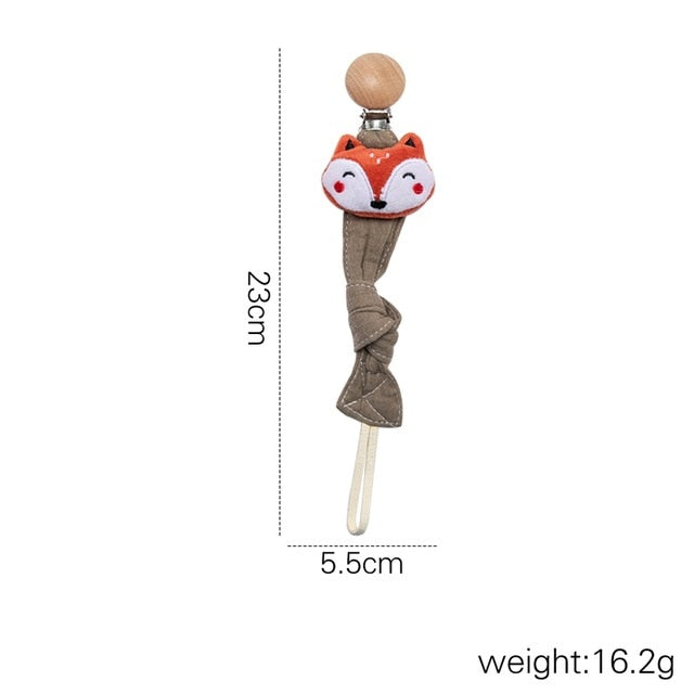 1pc Baby Dummy Pacifier Chain Clip Cotton Cloth Plush Dolls Animal  Wood Rodent Nipples Holder Newborn Toys Teether Accessories