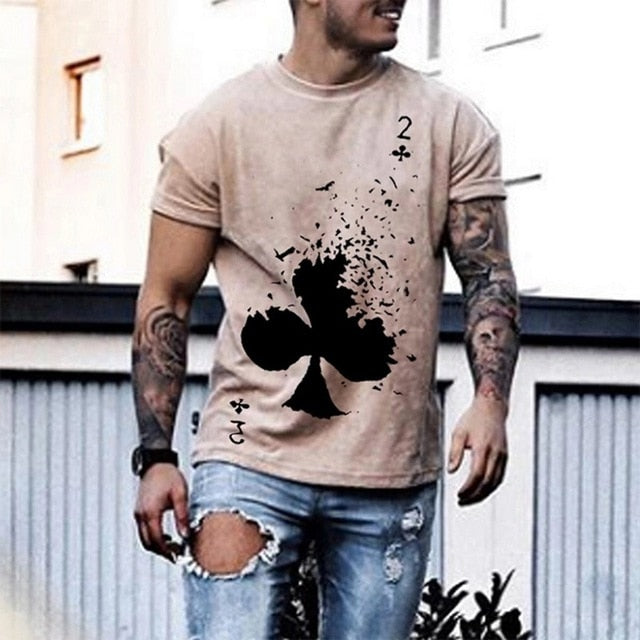 2021 Summer Casual Short Sleeve T-Shirts For Mens Fashion Smiley Face Print O-Neck Pullover Tops Plus Size Male Tee Streetwear