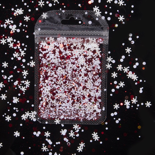 1 Bag Christmas Nail Art Glitter Decorations for Nails Mix Xmas Tree Star Snowflakes Sequins Flakes Craft Nail Supplies Stickers