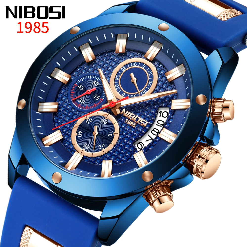 Ship From USA NIBOSI Watch Men Quartz Silicone Fashion Watches Waterproof Shockproof Man Sport Wristwatch Relogio Masculino