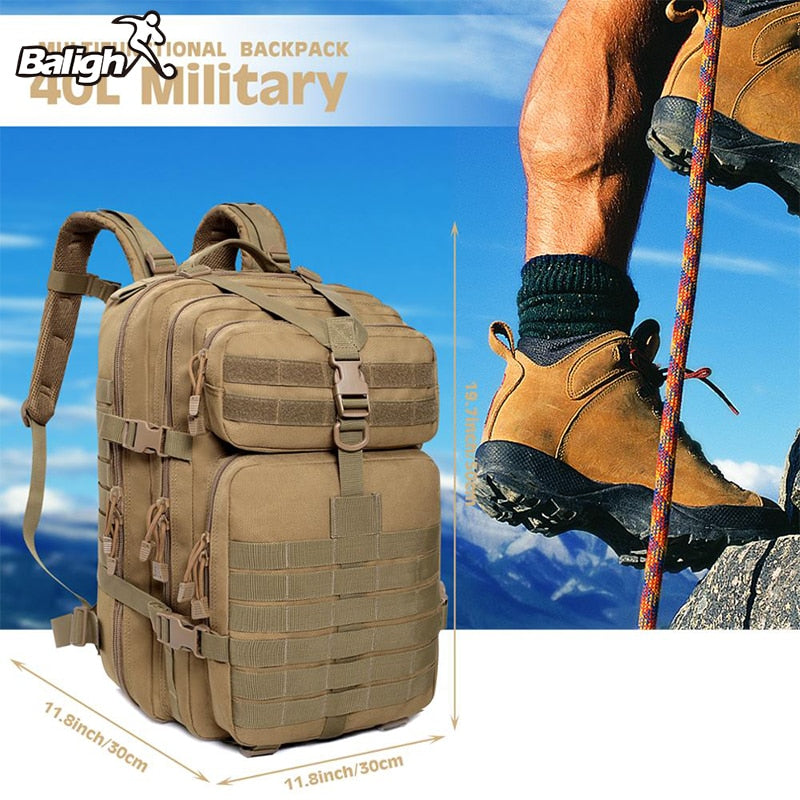 Balight 40L Army Military Tactical Backpack Outdoor Men Softback Waterproof Hiking Camping Hunting Bags Free Ship from USA