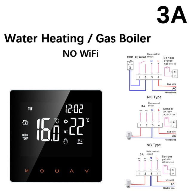 Tuya WiFi Smart Thermostat LCD Display Touch Screen for Electric Floor Heating Water/Gas Boiler Temperature Remote Controller