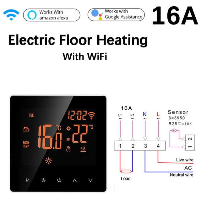 Tuya WiFi Smart Thermostat LCD Display Touch Screen for Electric Floor Heating Water/Gas Boiler Temperature Remote Controller