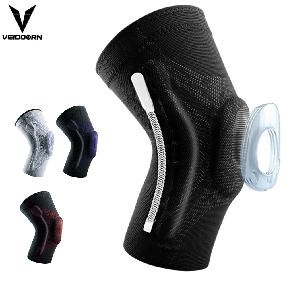 Veidoorn 1PCS Compression Knee Support Sleeve Protector Elastic Knee Pads Brace Springs Gym Sports Basketball Volleyball Running