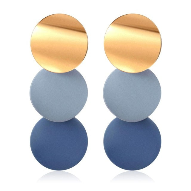 Women's Earrings Korean Acrylic Drop Earrings for Women Statement Geometric Round Gold Earring 2021 Fashion Trend Female Jewelry