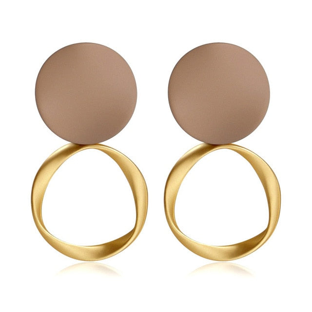 Women's Earrings Korean Acrylic Drop Earrings for Women Statement Geometric Round Gold Earring 2021 Fashion Trend Female Jewelry