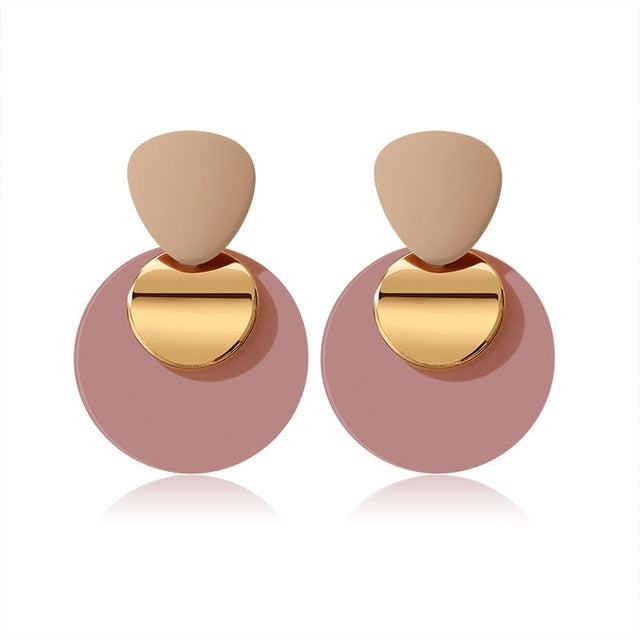 Women's Earrings Korean Acrylic Drop Earrings for Women Statement Geometric Round Gold Earring 2021 Fashion Trend Female Jewelry