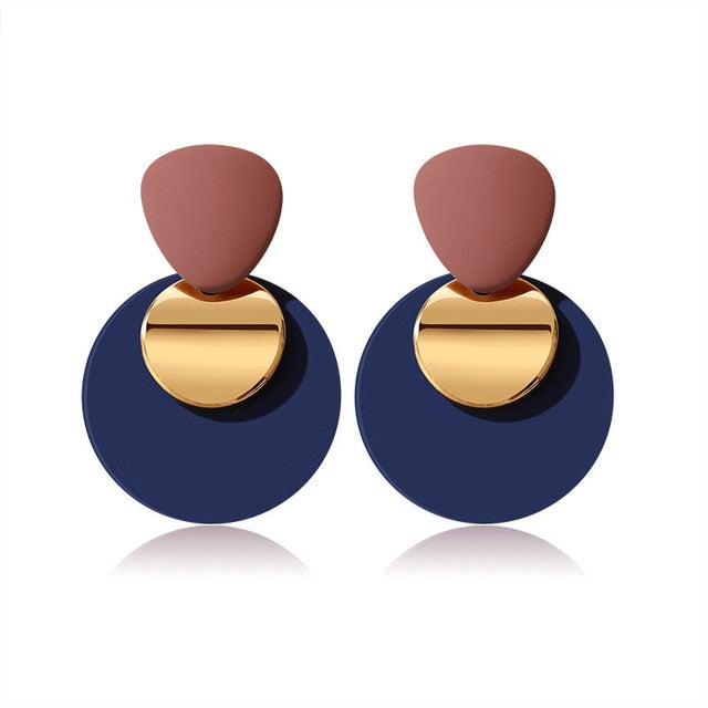 Women's Earrings Korean Acrylic Drop Earrings for Women Statement Geometric Round Gold Earring 2021 Fashion Trend Female Jewelry