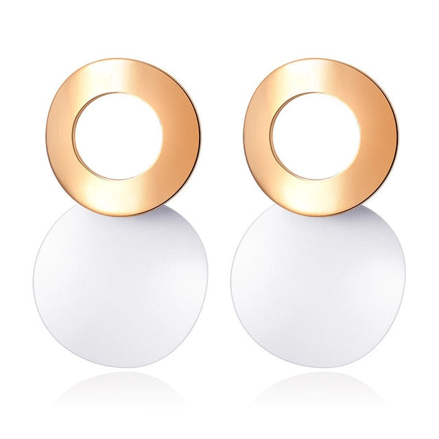 Women's Earrings Korean Acrylic Drop Earrings for Women Statement Geometric Round Gold Earring 2021 Fashion Trend Female Jewelry