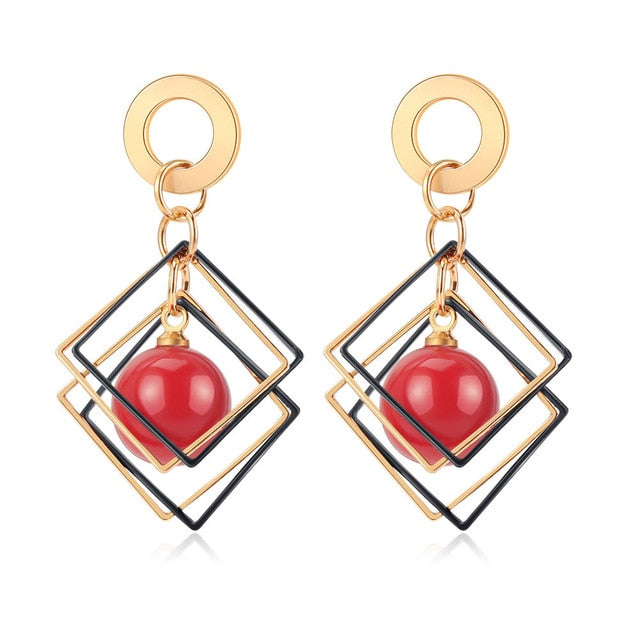 Women's Earrings Korean Acrylic Drop Earrings for Women Statement Geometric Round Gold Earring 2021 Fashion Trend Female Jewelry