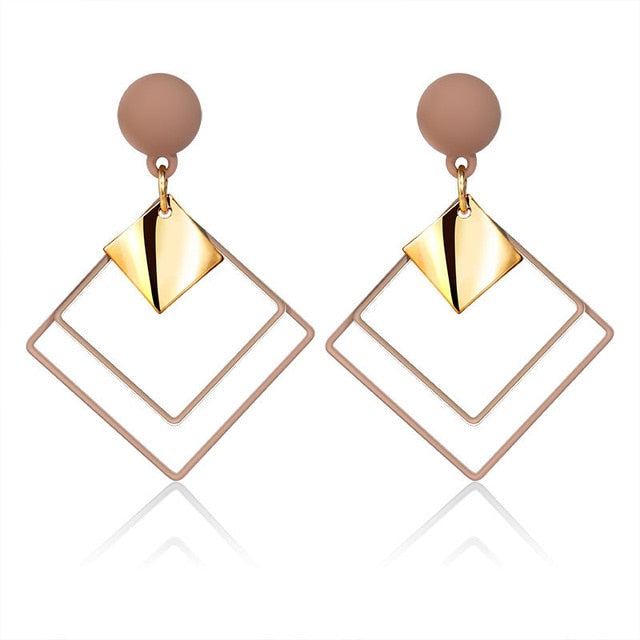 Women's Earrings Korean Acrylic Drop Earrings for Women Statement Geometric Round Gold Earring 2021 Fashion Trend Female Jewelry