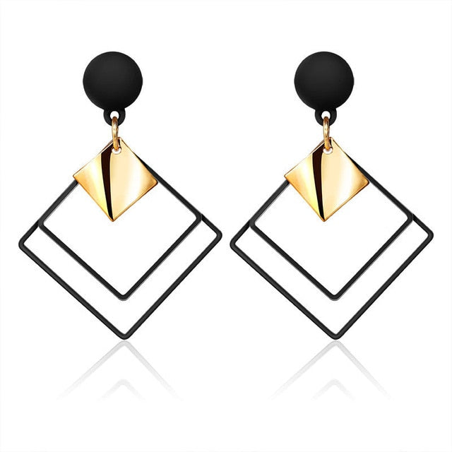 Women's Earrings Korean Acrylic Drop Earrings for Women Statement Geometric Round Gold Earring 2021 Fashion Trend Female Jewelry