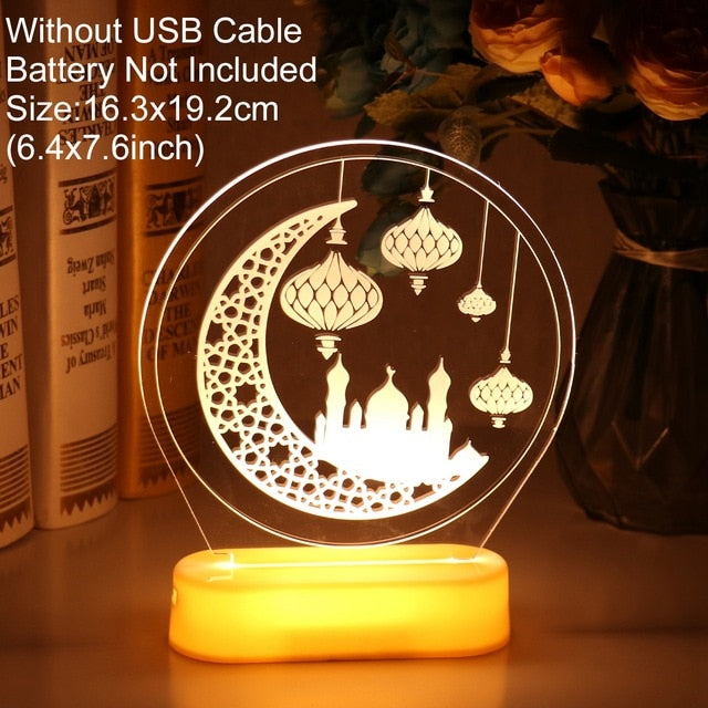 QIFU Eid Mubarak Decor Ornament Light Eid Kareem Ramadan Decor for Home Ramadan Mubarak Eid Al Adha Islamic Muslim Party Decor