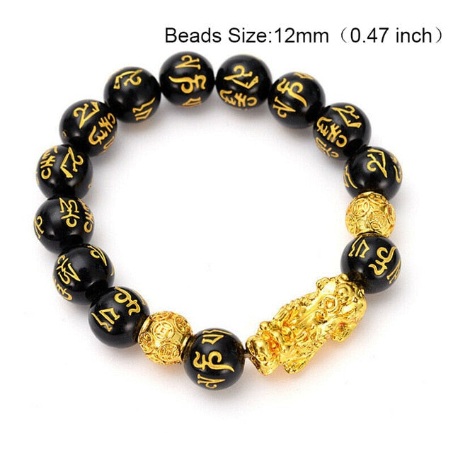 24 Styles Chinese Feng Shui Pi Xiu Obsidian Wristband Gold Wealth and Good Luck Bracelets Stone Beads Bracelet Men Women Unisex