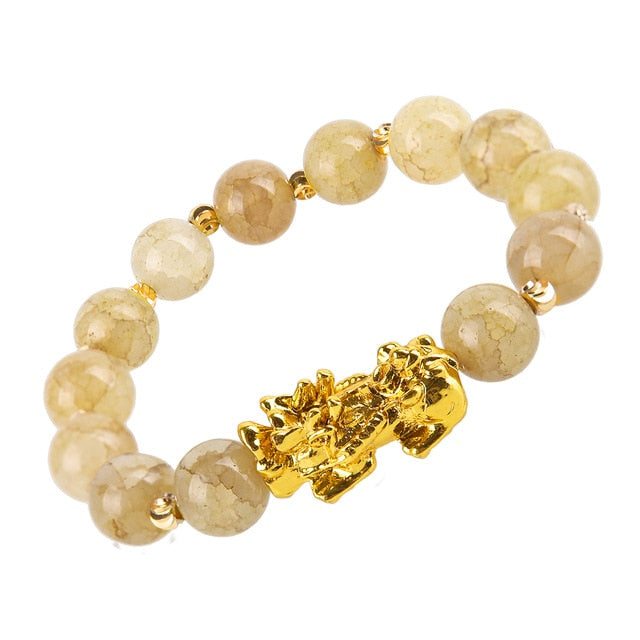 Fengshui Prosperity Bracelet 12mm Natural Bead Bracelets Single Pi Xiu / Pi Yao Attract Wealth Health and Good Luck Wrist Chain