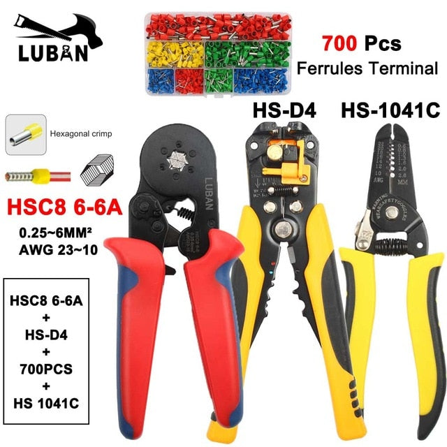 HSC8 6-6B HSC8 6-6A SELF-ADJUSTABLE CRIMPING PLIER 0.25-6mm terminals crimping tools multi TOP BRAND HSC8 6-6 23-10AWG