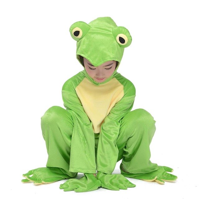 Kids Frog Prince Animal Costume Little Green Frog Costume Fleece Animal Jumpsuit Outfit Halloween Fancy Dress Ship from USA