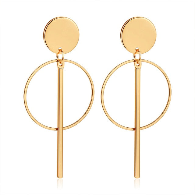 Golden Big hoop Earrings Korean Geometry Metal Gold Earrings For women Female Retro Drop Earrings 2021 Trend Fashion Jewelry