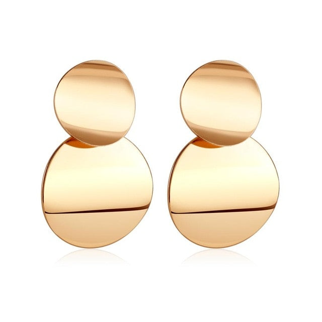 Golden Big hoop Earrings Korean Geometry Metal Gold Earrings For women Female Retro Drop Earrings 2021 Trend Fashion Jewelry