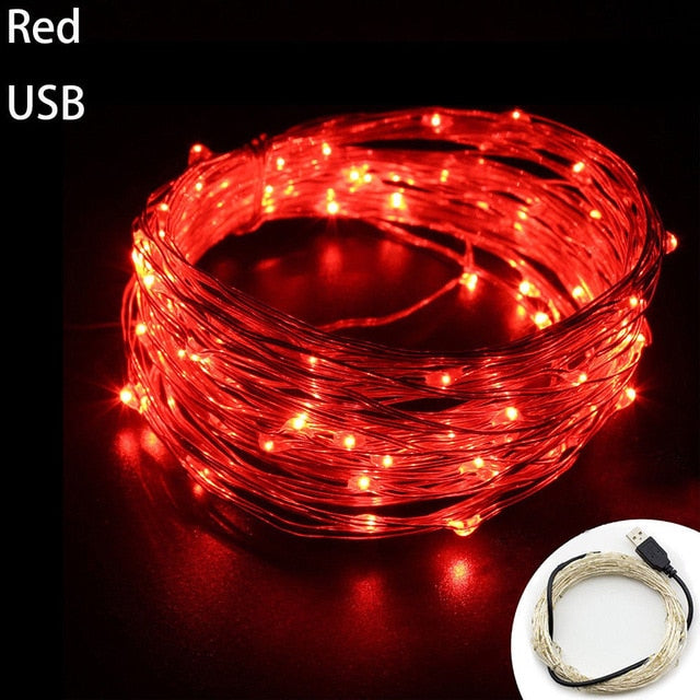 Fairy Light 1M 5M 10M 100 LEDS Starry String USB Lights Fairy Micro LED Transparent Wire for Party Christmas Wedding 6 colors