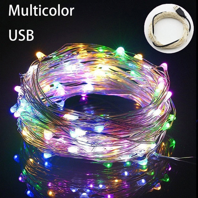 Fairy Light 1M 5M 10M 100 LEDS Starry String USB Lights Fairy Micro LED Transparent Wire for Party Christmas Wedding 6 colors