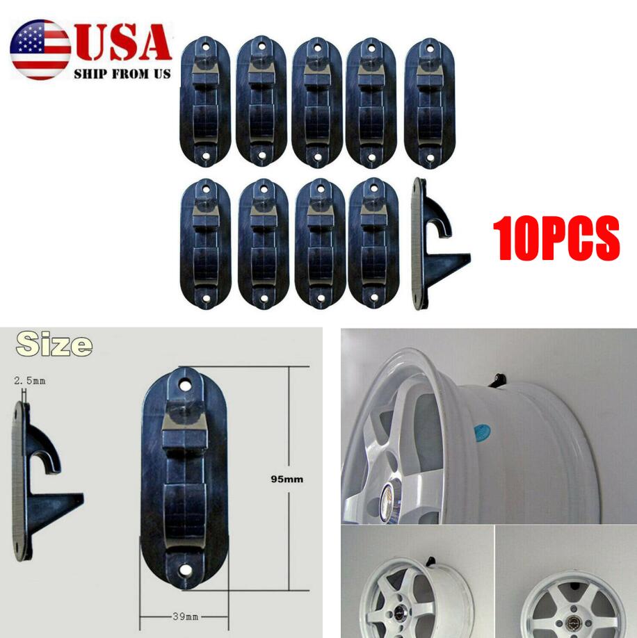 Ship From USA 10pcs Car Tire Wheel Rim Hub Hook Holder Hanger Wall Mounted Stand  13 to 22inch