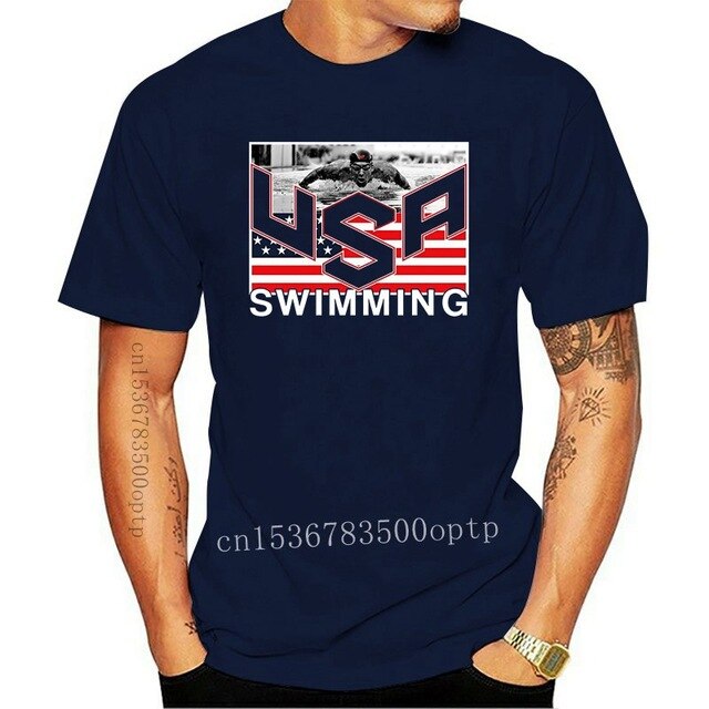 Summer Short Sleeves Cotton Fashion Top Tee USA Swimminger Team Michael Phelps Men's SHIPS FROM OHIO USA T shirt