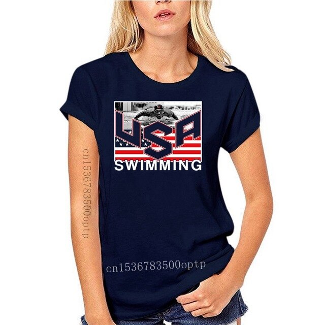 Summer Short Sleeves Cotton Fashion Top Tee USA Swimminger Team Michael Phelps Men's SHIPS FROM OHIO USA T shirt