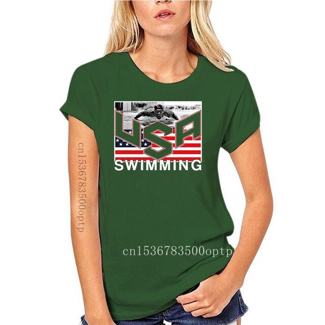 Summer Short Sleeves Cotton Fashion Top Tee USA Swimminger Team Michael Phelps Men's SHIPS FROM OHIO USA T shirt