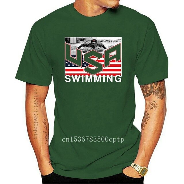 Summer Short Sleeves Cotton Fashion Top Tee USA Swimminger Team Michael Phelps Men's SHIPS FROM OHIO USA T shirt