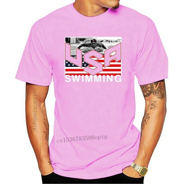 Summer Short Sleeves Cotton Fashion Top Tee USA Swimminger Team Michael Phelps Men's SHIPS FROM OHIO USA T shirt