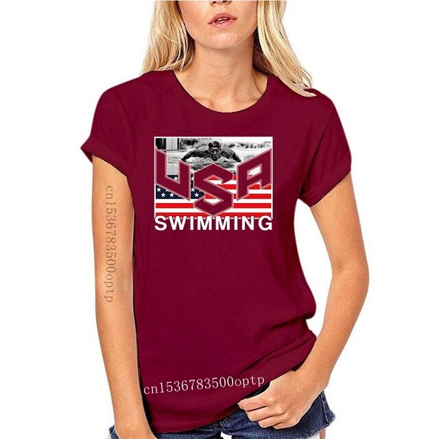 Summer Short Sleeves Cotton Fashion Top Tee USA Swimminger Team Michael Phelps Men's SHIPS FROM OHIO USA T shirt