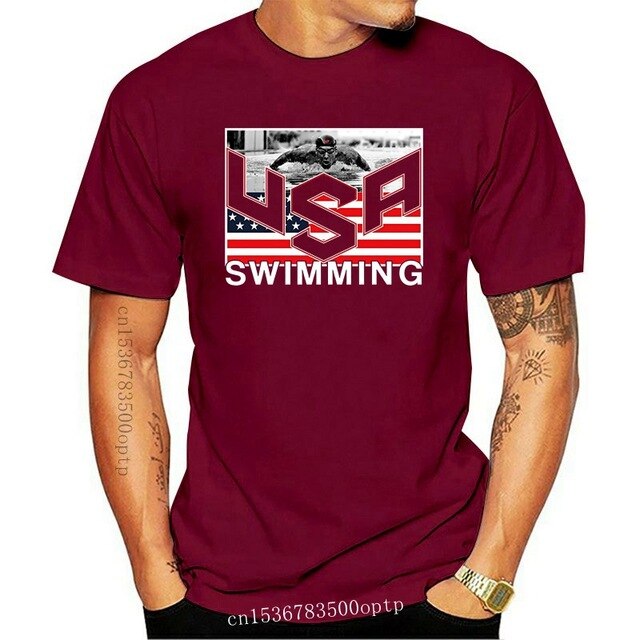 Summer Short Sleeves Cotton Fashion Top Tee USA Swimminger Team Michael Phelps Men's SHIPS FROM OHIO USA T shirt