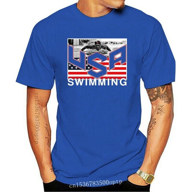 Summer Short Sleeves Cotton Fashion Top Tee USA Swimminger Team Michael Phelps Men's SHIPS FROM OHIO USA T shirt