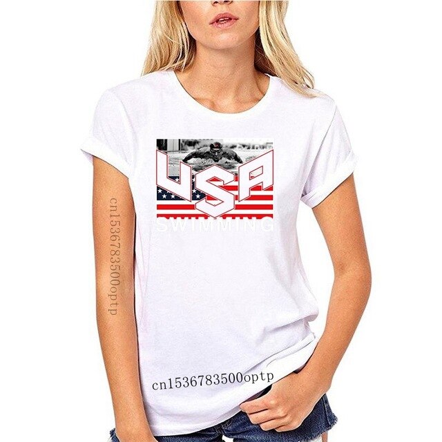 Summer Short Sleeves Cotton Fashion Top Tee USA Swimminger Team Michael Phelps Men's SHIPS FROM OHIO USA T shirt