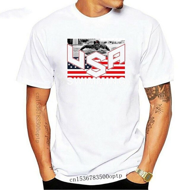 Summer Short Sleeves Cotton Fashion Top Tee USA Swimminger Team Michael Phelps Men's SHIPS FROM OHIO USA T shirt