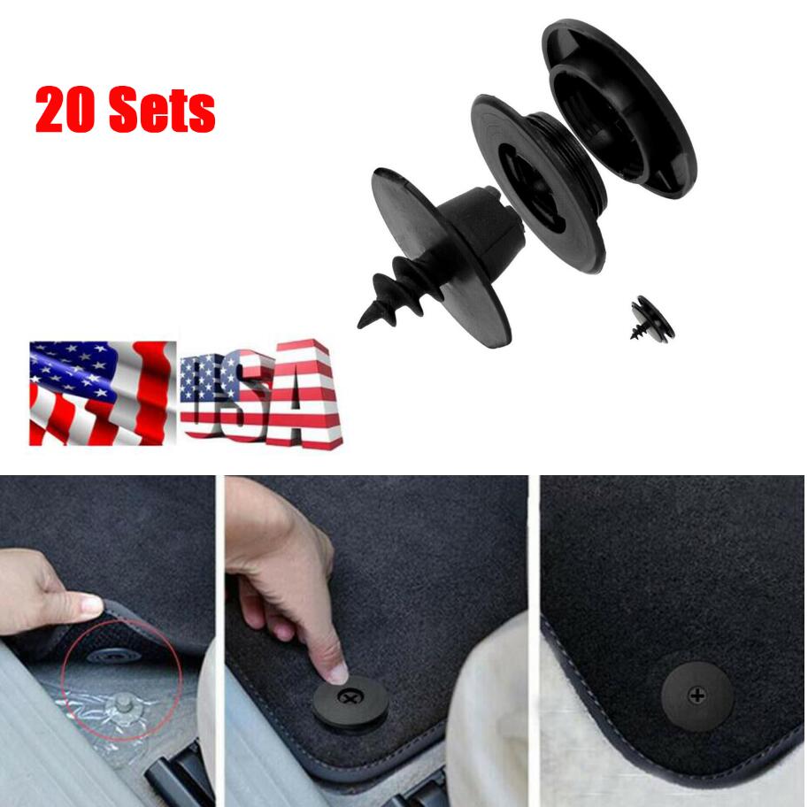 Ship From USA 20Pcs Universal Car Floor Mat Anti-Slip Clips Holders Sleeves Black Auto Carpet Fixing Grips Clamps Car Accessorie