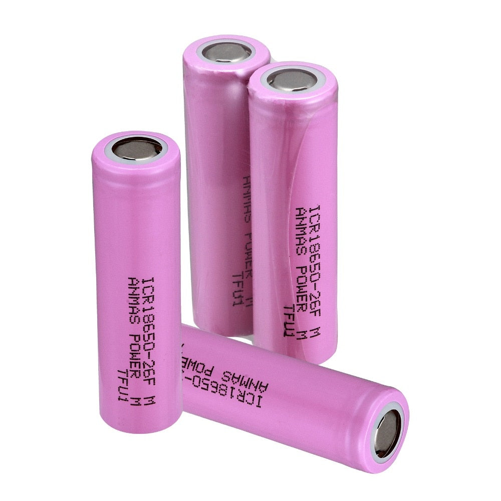 Ship from USA 4pcs 3.7V 18650 Battery 2600mAh ICR18650-26F Lithium Battery Flat Toprechargeable Battery