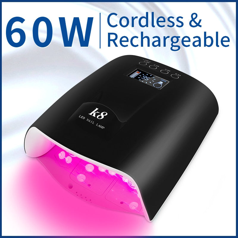 Cordless UV LED Nail Lamp Rechargeable Nail Dryer For All Gels Polish Sun Light Infrared Sensing LCD Timer Smart Manicure