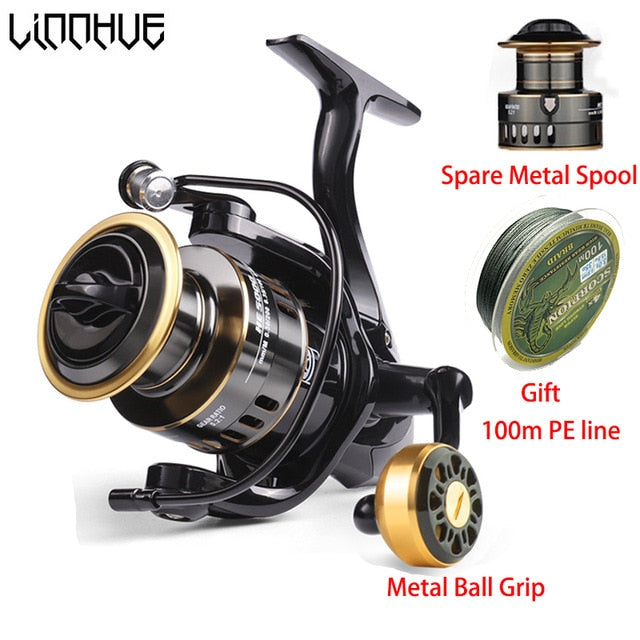 LINNHUE Fishing Reel HE500-7000 Drag 10kg Metal Ball Grip Spool Spinning Reel Saltwater Reel carp Reel Fishing Send Gift Line