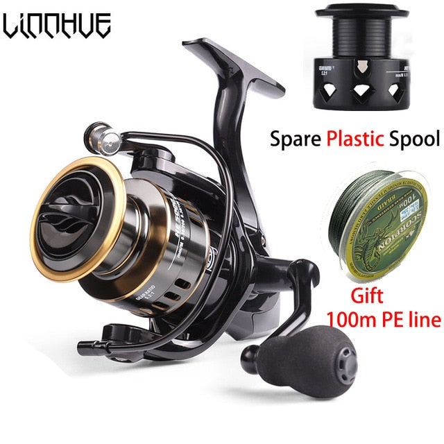 LINNHUE Fishing Reel HE500-7000 Drag 10kg Metal Ball Grip Spool Spinning Reel Saltwater Reel carp Reel Fishing Send Gift Line