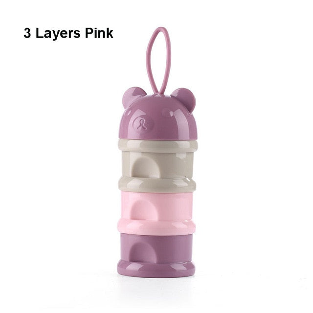 3 / 4 layers Bear Style Portable Baby Food Storage Box Essential Cereal Cartoon Infant Milk Powder Box Toddle Snacks Container