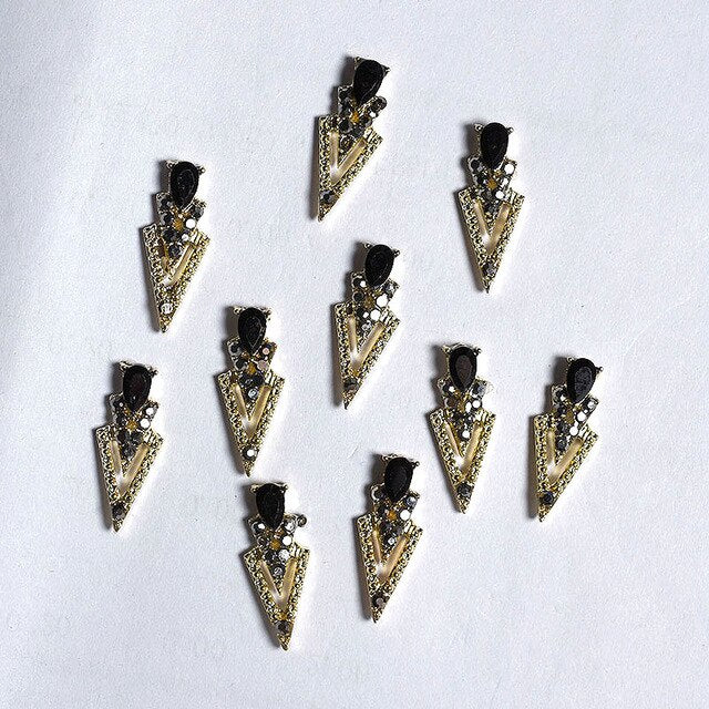 10Pcs K Gold Luxury AB Diamond Triangle 3D Nail Art Decorations Nails Rhinestones Nail Supplies Charms Stone 2020 New Arrival