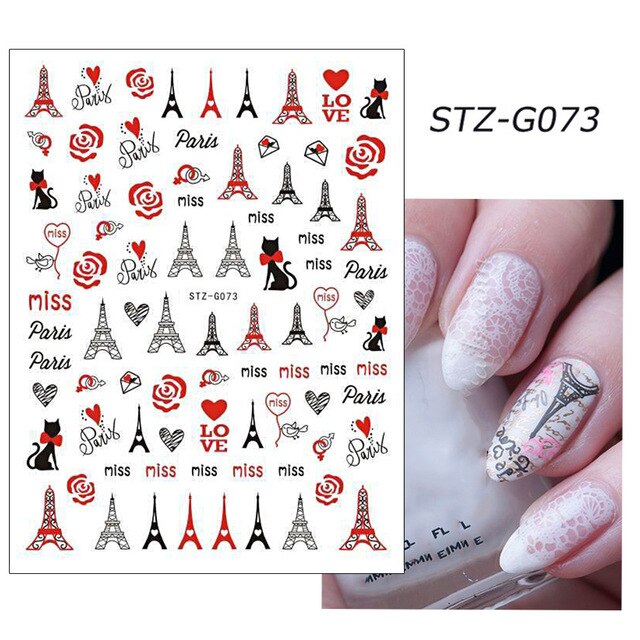 Self-adhesive Pink pattern 3d Nail Decal Valentine's Day Stickers Manicure Nail Art Decoration nails Accessories Supplies