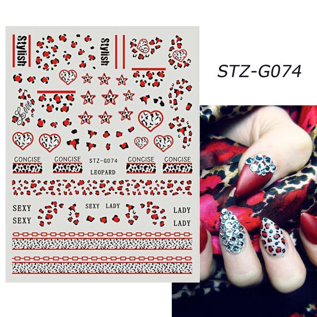 Self-adhesive Pink pattern 3d Nail Decal Valentine's Day Stickers Manicure Nail Art Decoration nails Accessories Supplies