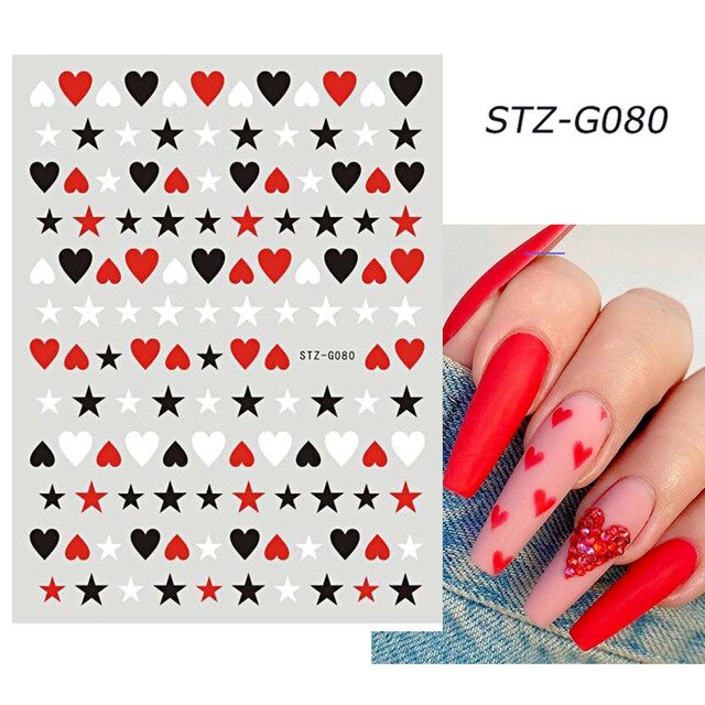 Self-adhesive Pink pattern 3d Nail Decal Valentine's Day Stickers Manicure Nail Art Decoration nails Accessories Supplies