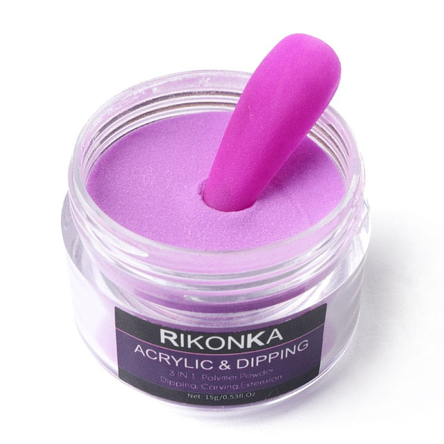 15g Acrylic Powder For Nail Extension Carving Professionals Nail Supplies UV Gel Crystal Dipping Powder Pink Purple Pigment Dust