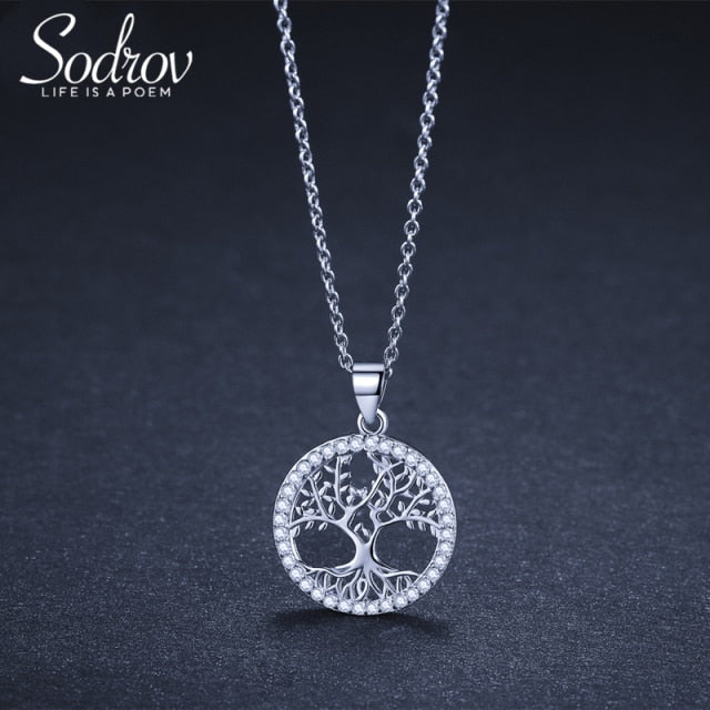 SODROV Sterling Silver 925 Jewelry Pendant Necklace For Women Lucky  Tree Of Life Silver Necklace Jewelry Choker Chain necklace